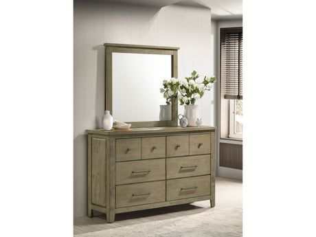 Hazlewood Vineyard Oak 6-drawer Bedroom Dresser with Mirror - Ornate Home