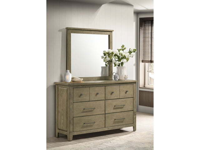 Hazlewood Vineyard Oak 6-drawer Bedroom Dresser with Mirror - Ornate Home