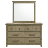 Hazlewood Vineyard Oak 6-drawer Bedroom Dresser with Mirror - Ornate Home