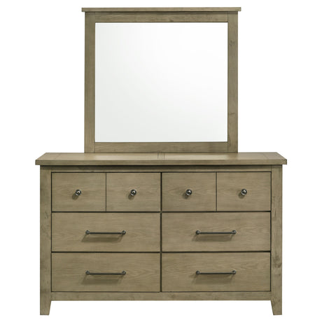 Hazlewood Vineyard Oak 6-drawer Bedroom Dresser with Mirror - Ornate Home