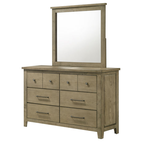 Hazlewood Vineyard Oak 6-drawer Bedroom Dresser with Mirror - Ornate Home