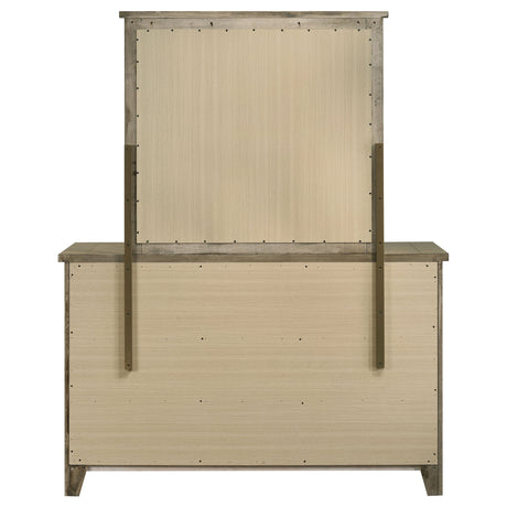 Hazlewood Vineyard Oak 6-drawer Bedroom Dresser with Mirror - Ornate Home