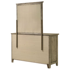 Hazlewood Vineyard Oak 6-drawer Bedroom Dresser with Mirror - Ornate Home