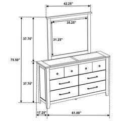 Hazlewood Vineyard Oak 6-drawer Bedroom Dresser with Mirror - Ornate Home
