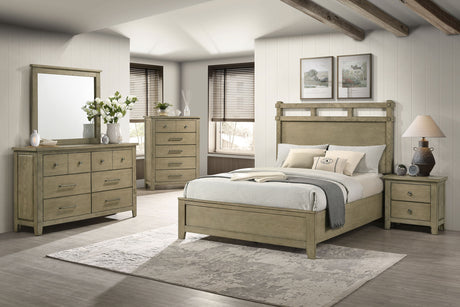 Hazlewood Vineyard Oak 6-drawer Bedroom Dresser with Mirror - Ornate Home