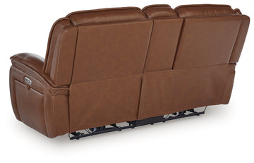 Healy Pier Chocolate Power Reclining Loveseat with Console - Ornate Home