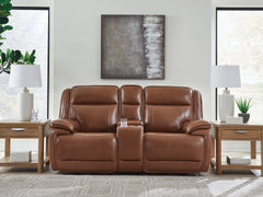 Healy Pier Chocolate Power Reclining Loveseat with Console - Ornate Home