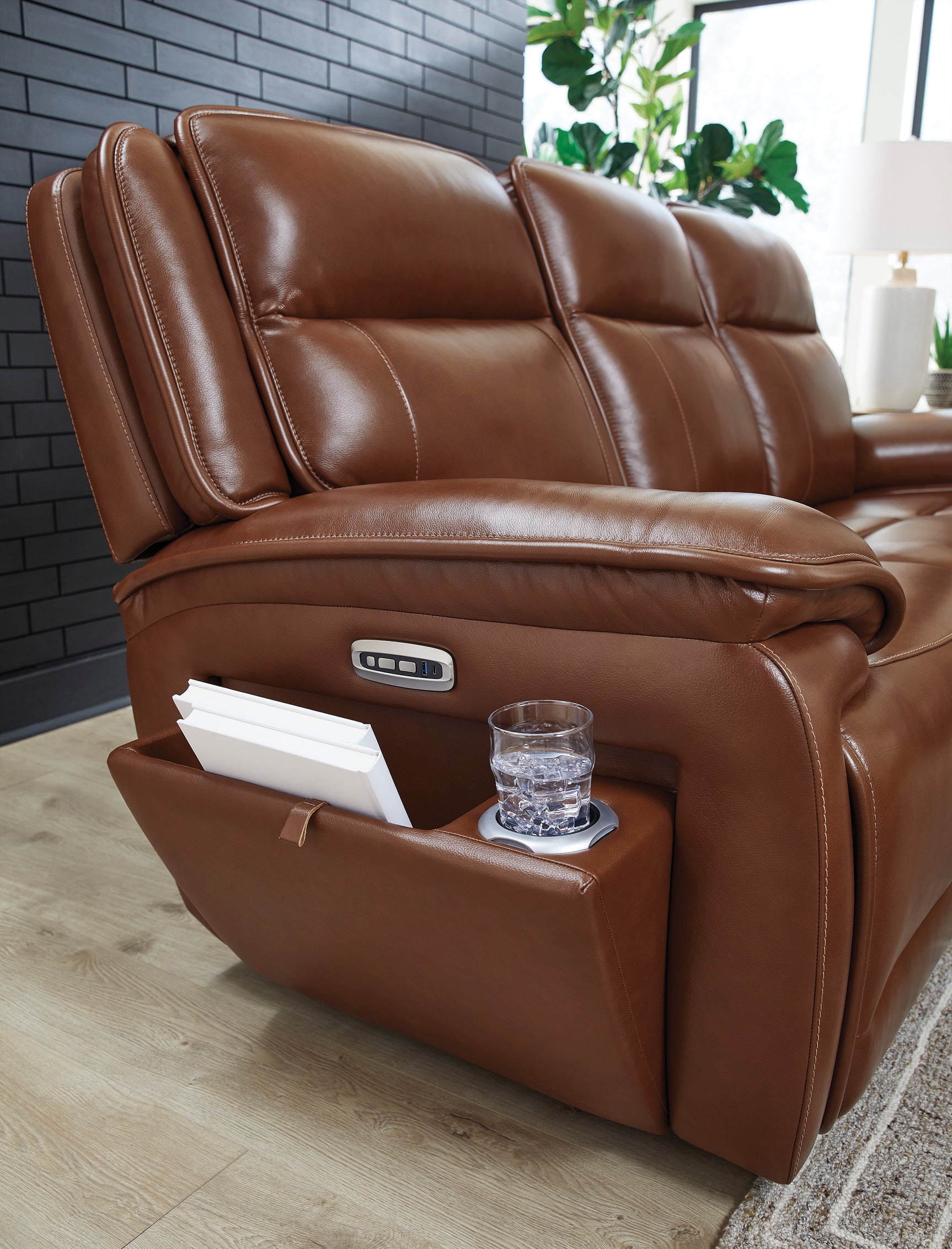 Healy Pier Chocolate Power Reclining Sofa - Ornate Home