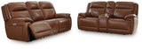Healy Pier Chocolate Power Reclining Sofa and Loveseat - Ornate Home