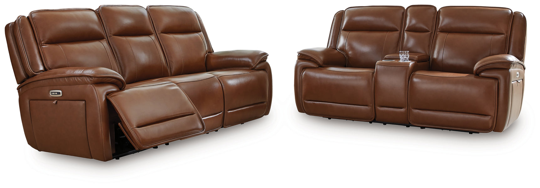 Healy Pier Chocolate Power Reclining Sofa and Loveseat - Ornate Home