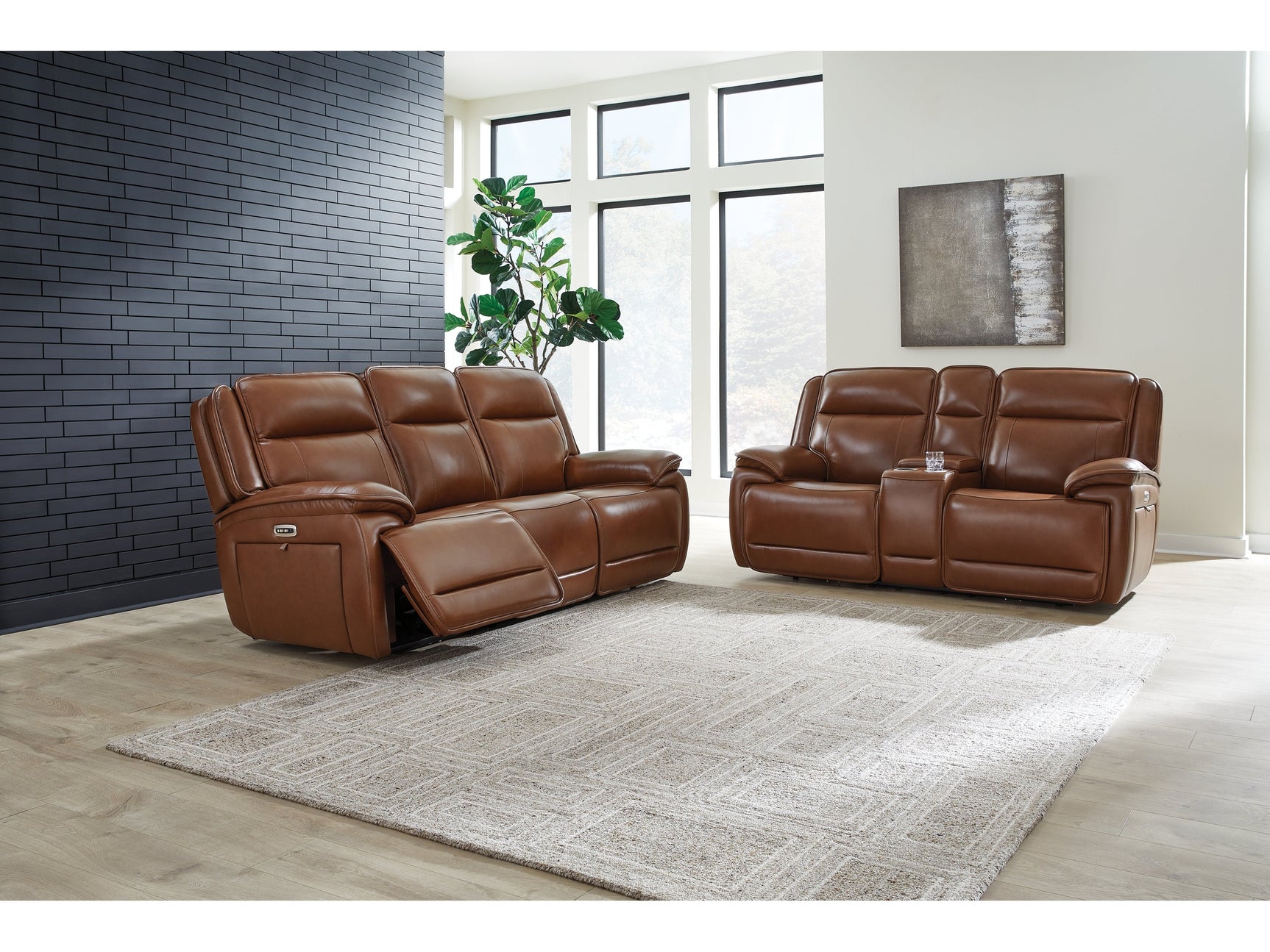 Healy Pier Chocolate Power Reclining Sofa and Loveseat - Ornate Home