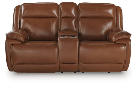 Healy Pier Chocolate Power Reclining Sofa and Loveseat - Ornate Home