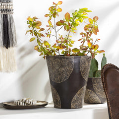 Hearst Terracotta Geometric Black Planter - Clearance - Ornate Home
