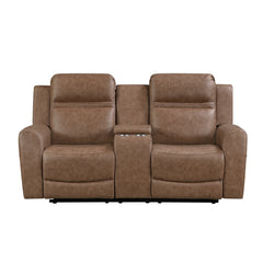 Hearth Brown Double Reclining Loveseat With Center Console - Ornate Home