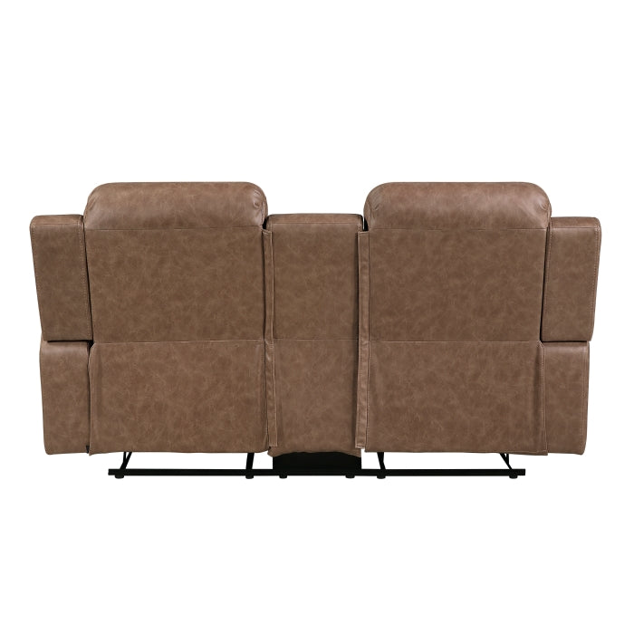 Hearth Brown Double Reclining Loveseat With Center Console - Ornate Home