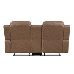 Hearth Brown Double Reclining Loveseat With Center Console - Ornate Home