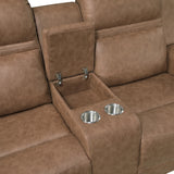 Hearth Brown Double Reclining Loveseat With Center Console - Ornate Home