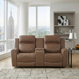 Hearth Brown Double Reclining Loveseat With Center Console - Ornate Home