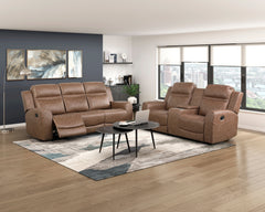 Hearth Brown Double Reclining Loveseat With Center Console - Ornate Home