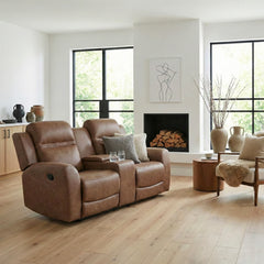 Hearth Brown Double Reclining Loveseat With Center Console - Ornate Home