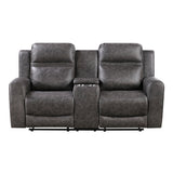 Hearth Gray Double Reclining Loveseat With Center Console - Ornate Home