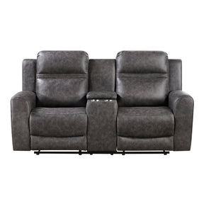 Hearth Gray Double Reclining Loveseat With Center Console - Ornate Home