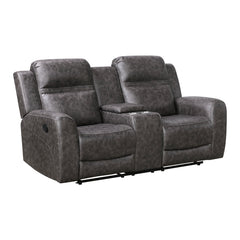 Hearth Gray Double Reclining Loveseat With Center Console - Ornate Home