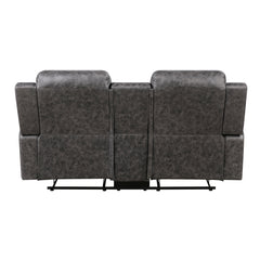Hearth Gray Double Reclining Loveseat With Center Console - Ornate Home