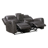 Hearth Gray Double Reclining Loveseat With Center Console - Ornate Home