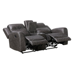 Hearth Gray Double Reclining Loveseat With Center Console - Ornate Home