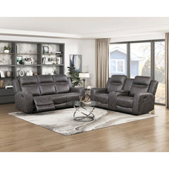 Hearth Gray Double Reclining Loveseat With Center Console - Ornate Home