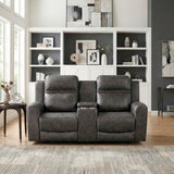 Hearth Gray Double Reclining Loveseat With Center Console - Ornate Home
