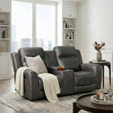 Hearth Gray Double Reclining Loveseat With Center Console - Ornate Home