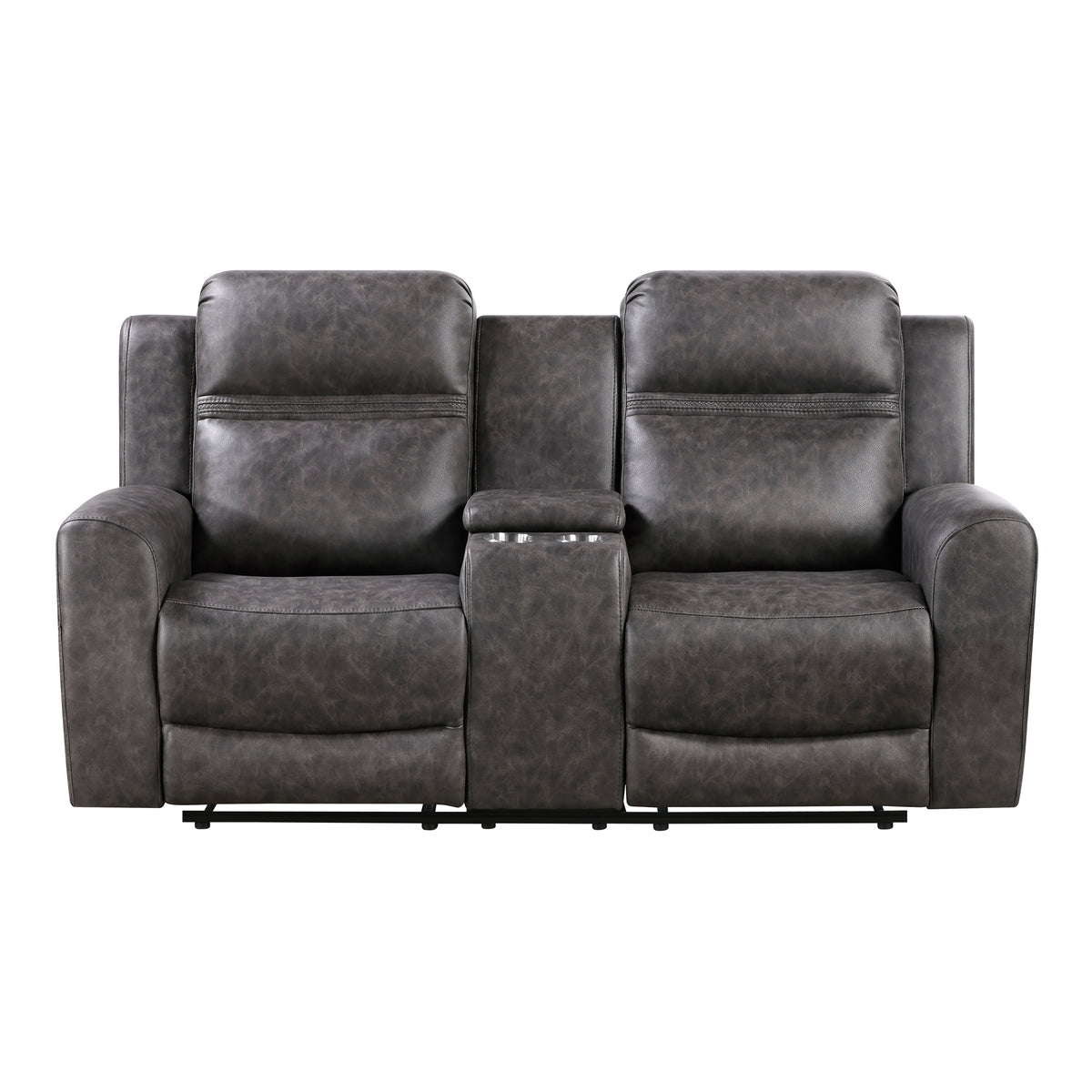 Hearth Gray Double Reclining Loveseat With Center Console - Ornate Home