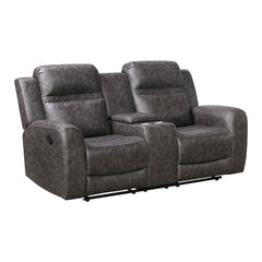 Hearth Gray Double Reclining Loveseat With Center Console - Ornate Home