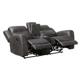 Hearth Gray Double Reclining Loveseat With Center Console - Ornate Home