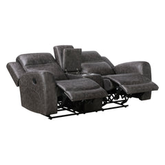 Hearth Gray Double Reclining Loveseat With Center Console - Ornate Home