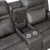 Hearth Gray Double Reclining Loveseat With Center Console - Ornate Home