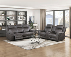 Hearth Gray Double Reclining Loveseat With Center Console - Ornate Home