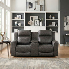 Hearth Gray Double Reclining Loveseat With Center Console - Ornate Home
