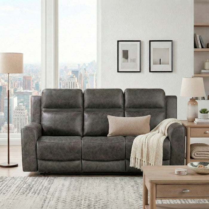 Hearth Gray Double Reclining Sofa - Ornate Home