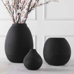 Hearth Matte Black Vases (Set of 3) - Ornate Home