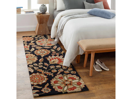 Heaters Black Floral Wool Carpet - Ornate Home