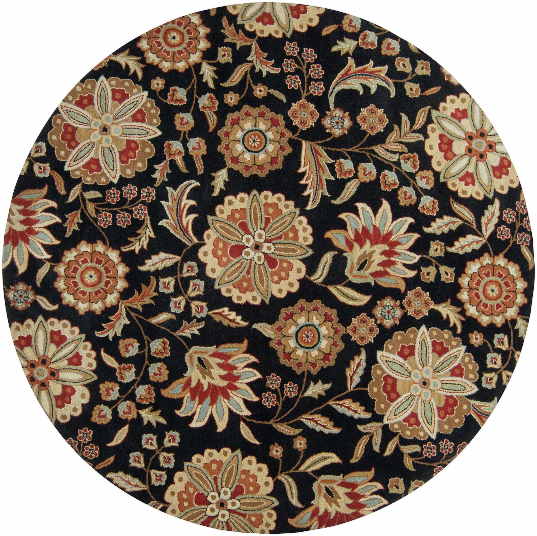 Heaters Black Floral Wool Carpet - Ornate Home