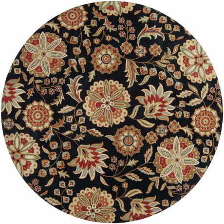 Heaters Black Floral Wool Carpet - Ornate Home