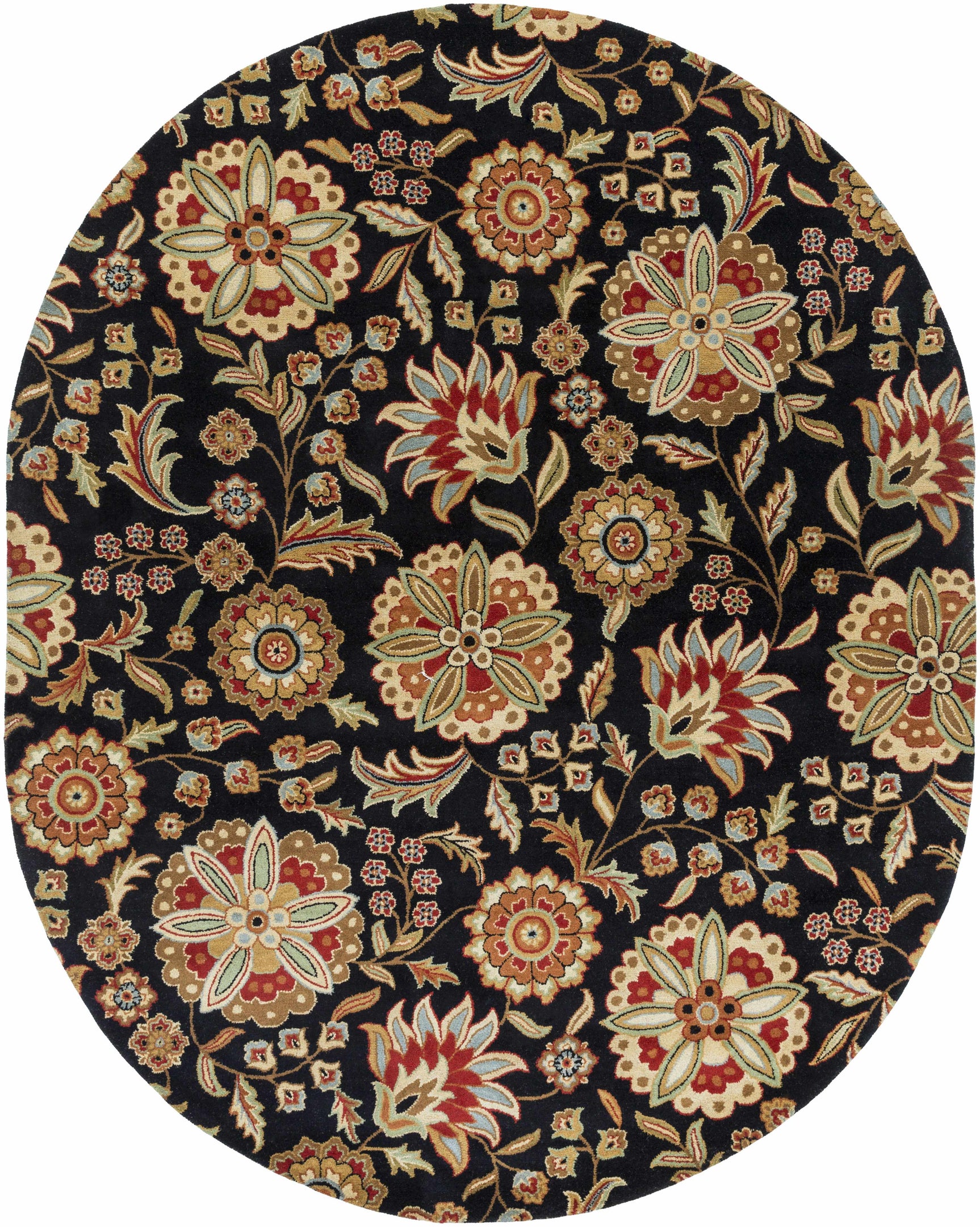 Heaters Black Floral Wool Carpet - Ornate Home