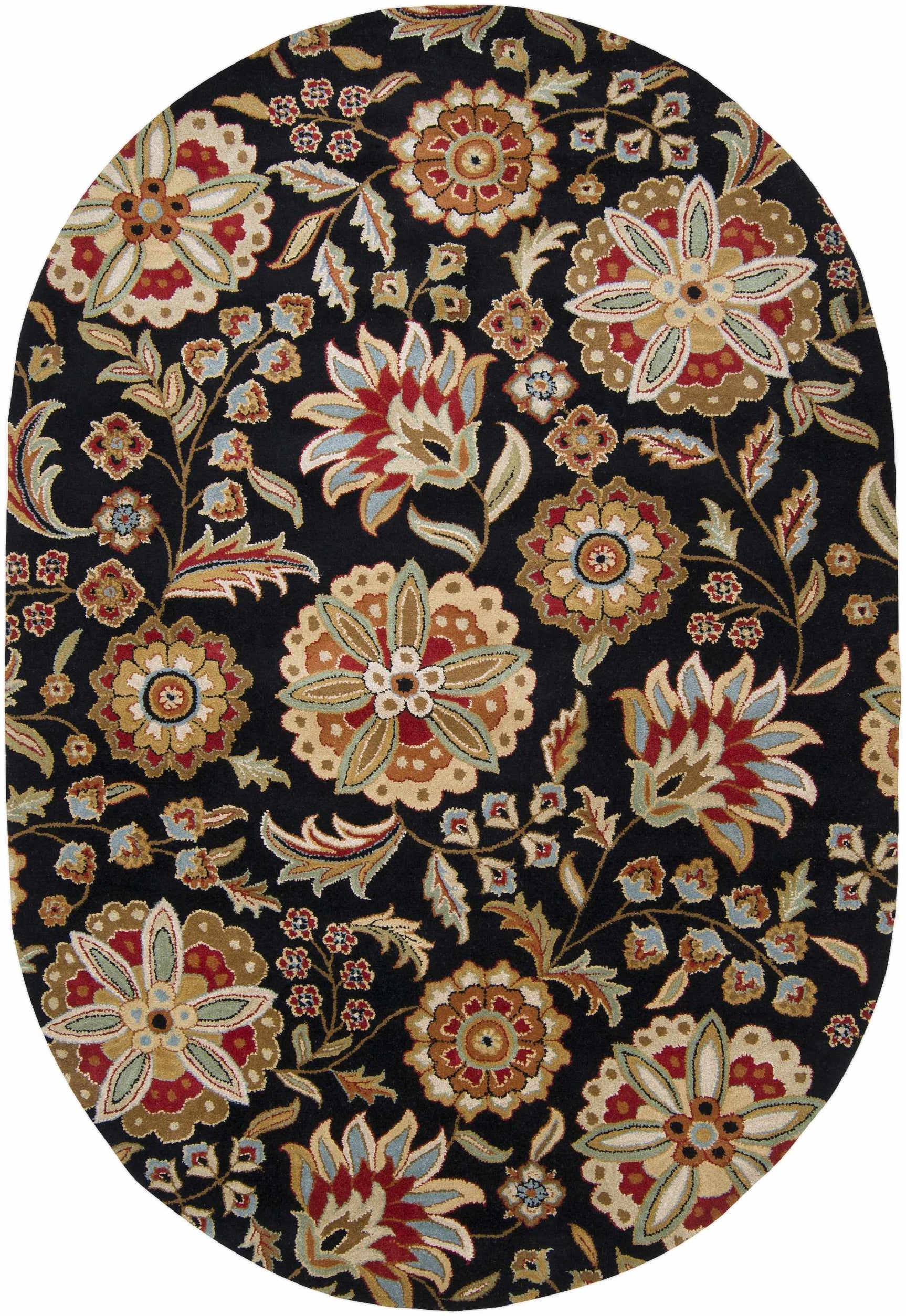 Heaters Black Floral Wool Carpet - Ornate Home
