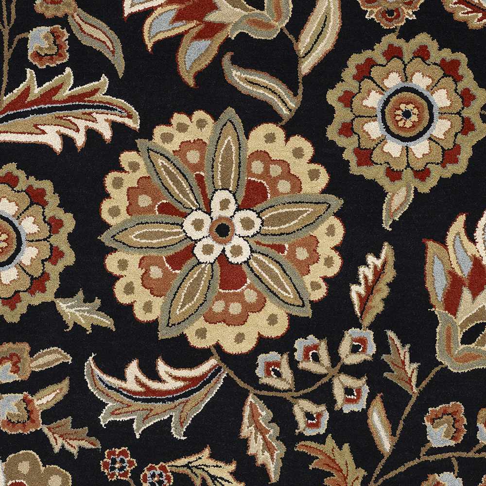 Heaters Black Floral Wool Carpet - Ornate Home