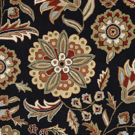 Heaters Black Floral Wool Carpet - Ornate Home
