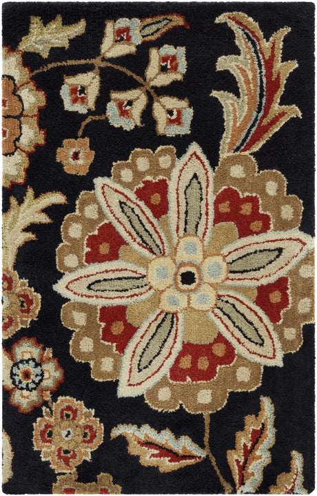 Heaters Black Floral Wool Carpet - Ornate Home
